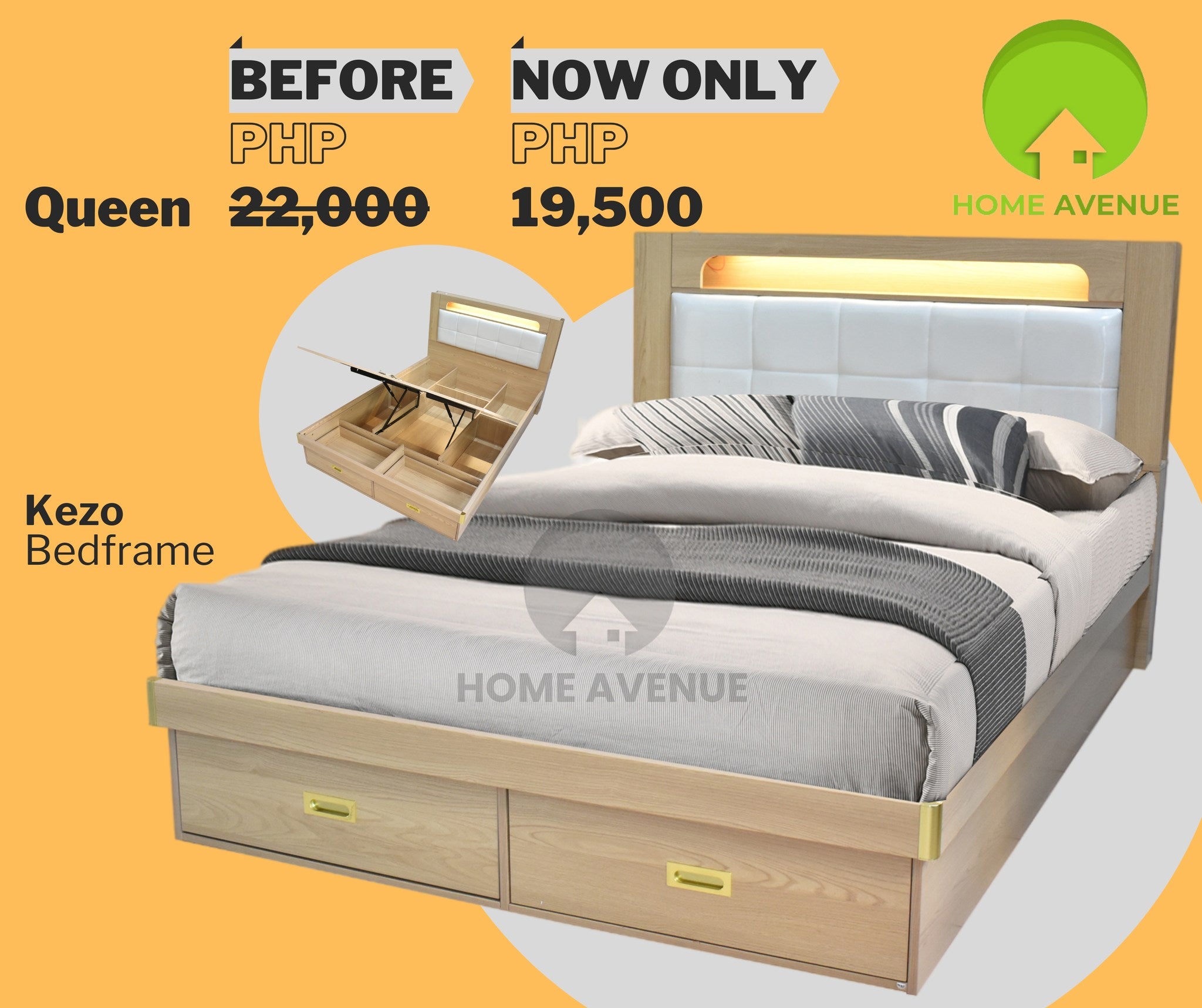 Kezo Bedframe (Queen Size) – Home Avenue Home and Office Furniture