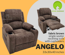 Load image into Gallery viewer, Angelo Recliner with Cup Holder and Side Pocket