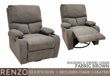 Load image into Gallery viewer, Renzo Rocking & Swivel Single Recliner