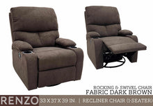 Load image into Gallery viewer, Renzo Rocking & Swivel Single Recliner