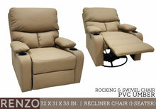 Load image into Gallery viewer, Renzo Rocking & Swivel Single Recliner