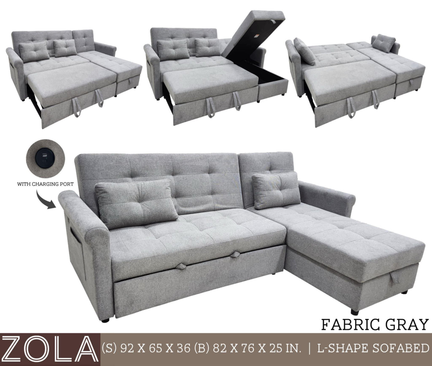 Zola L-Shaped Sofa Bed