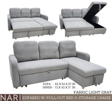 Load image into Gallery viewer, Nari Sofa Bed with Pullout and Storage Chaise
