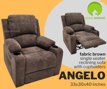 Load image into Gallery viewer, Angelo Recliner with Cup Holder and Side Pocket
