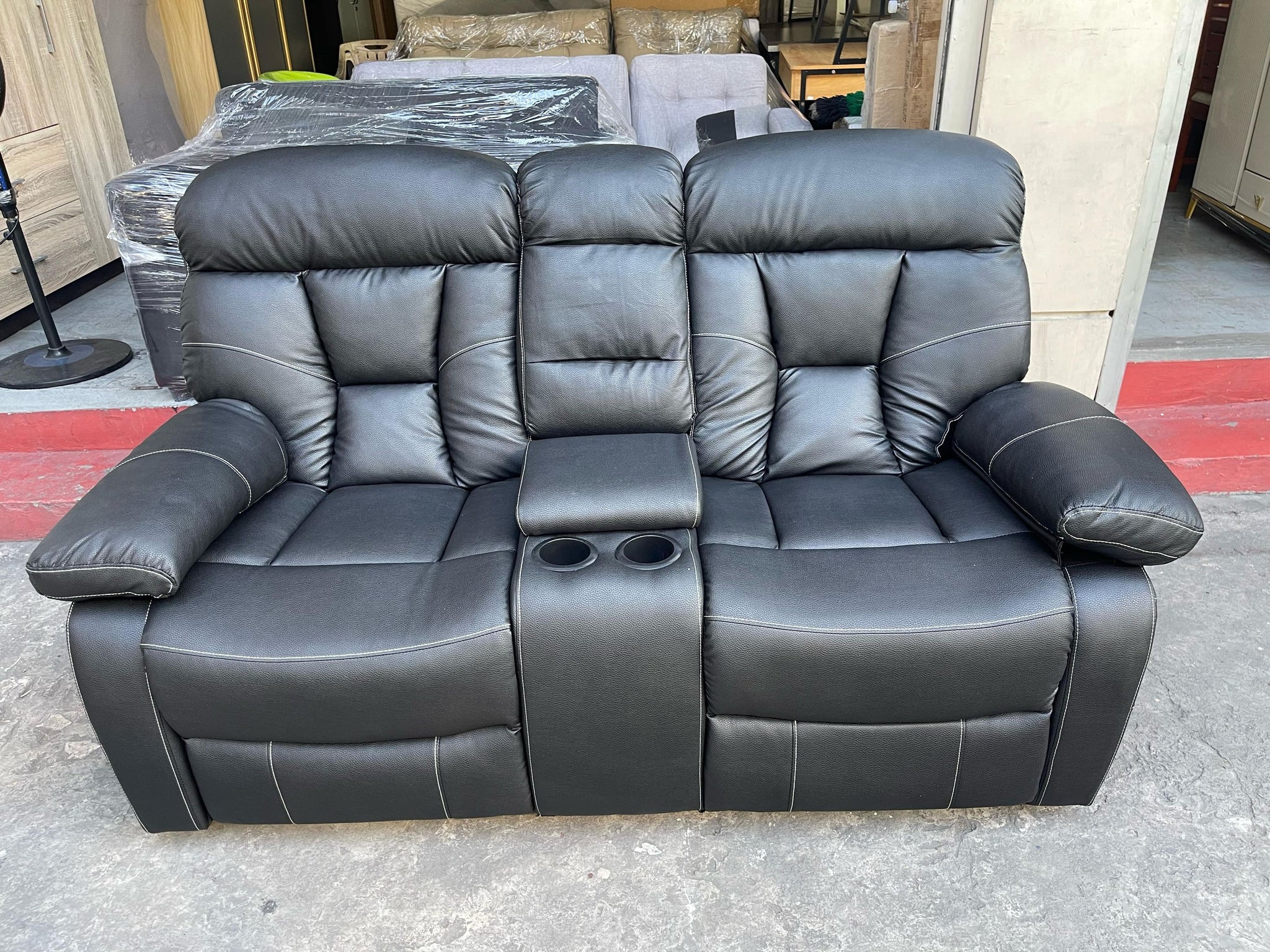 HF-8150 2-Seater Recliner with Storage and Cup Holder