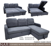 Load image into Gallery viewer, Nari Sofa Bed with Pullout and Storage Chaise
