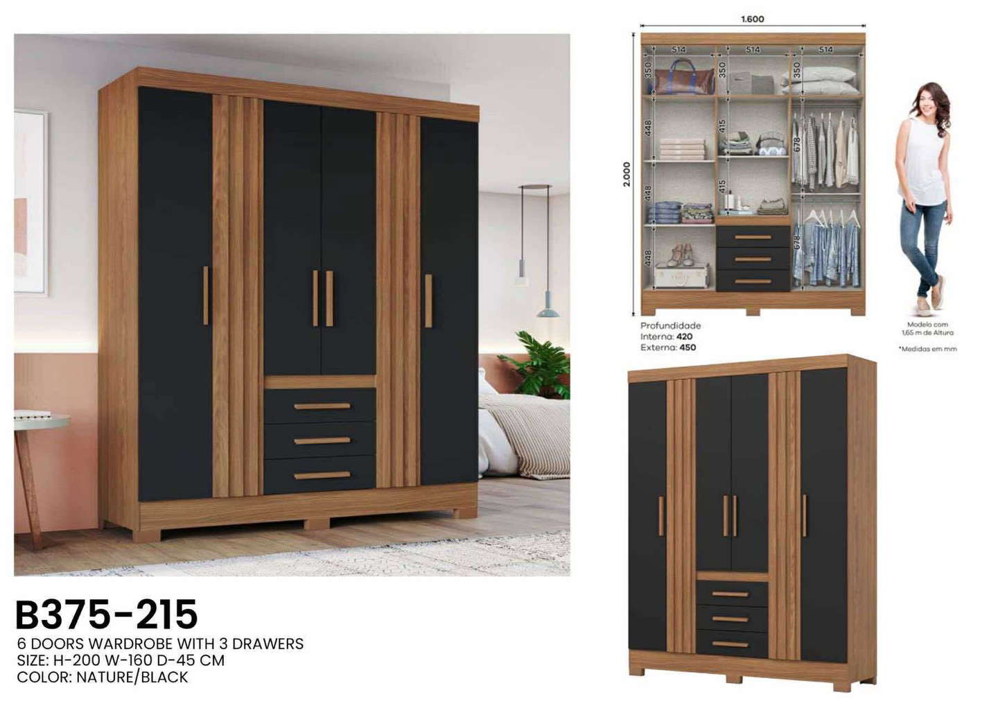 B375-215 Wardrobe Cabinet