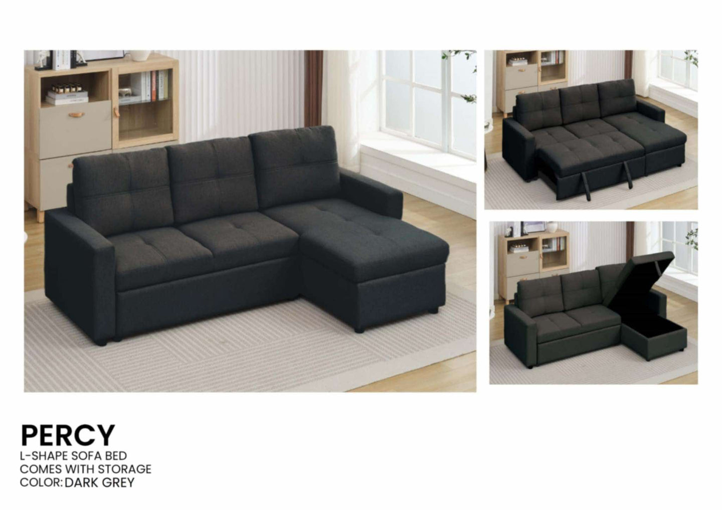 Percy L-Type Sofa bed with Storage