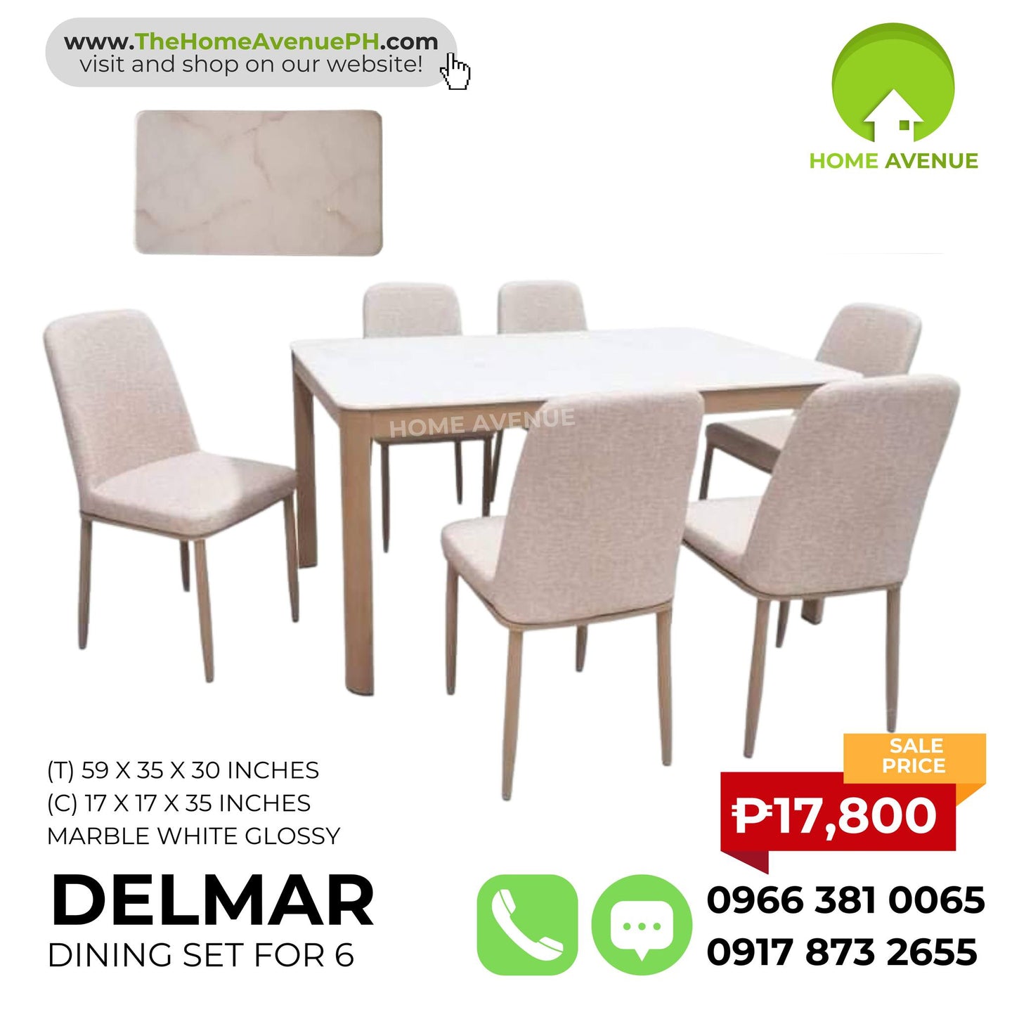 Delmar 6-Seater Dining Table