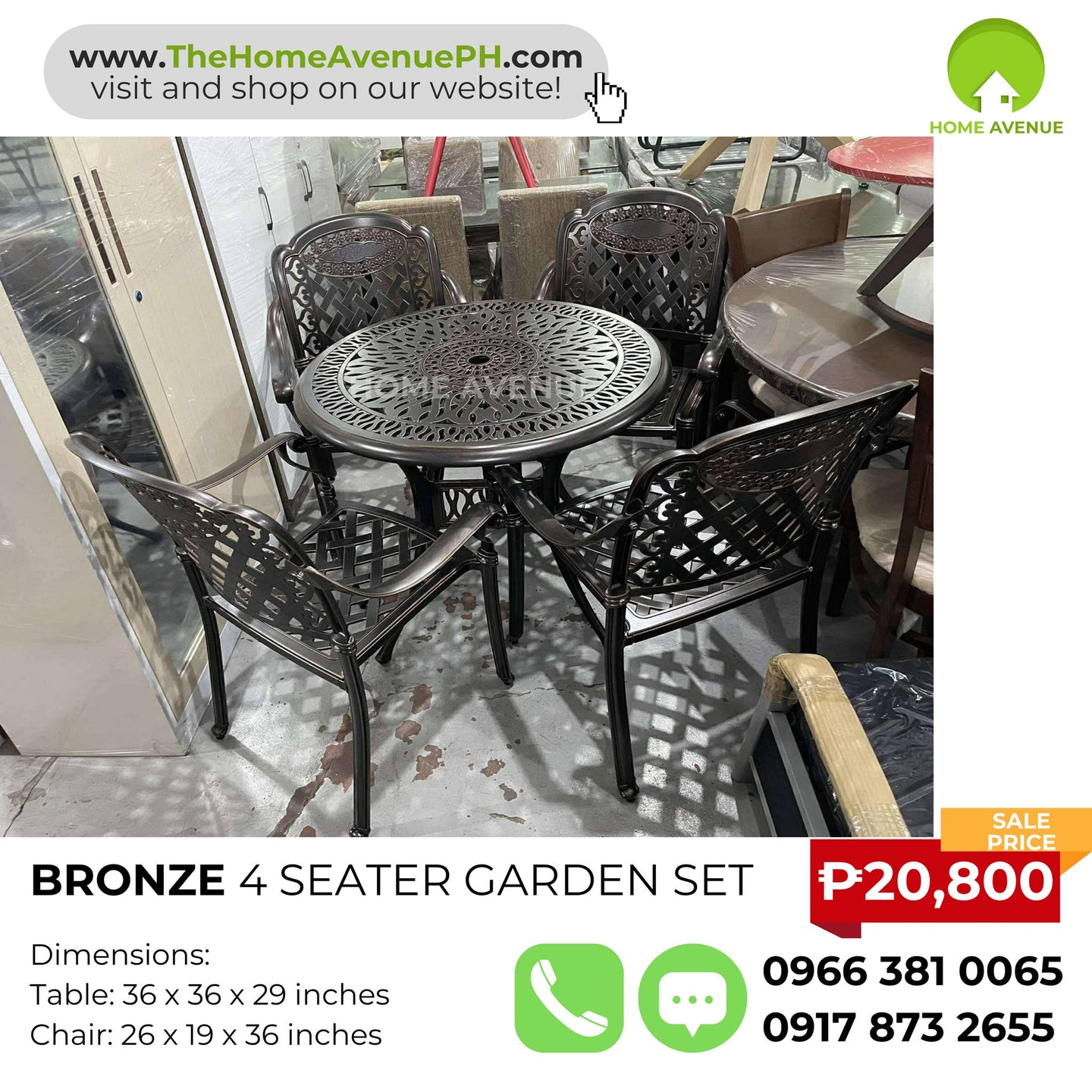 Bronze 4 Seater Garden Set