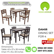 Load image into Gallery viewer, Damir 4 Seater Dining Set
