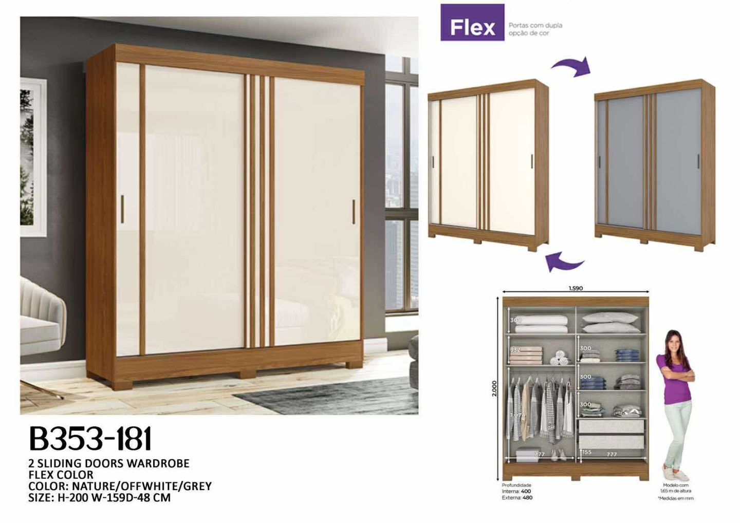 B353-181 Wardrobe Cabinet