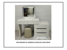 Load image into Gallery viewer, 2591 Dresser with 5 Drawers and Chair (LED Light) White
