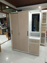 Load image into Gallery viewer, Ysabelle Metal Wardrobe Cabinet with Dresser (Wood Design)
