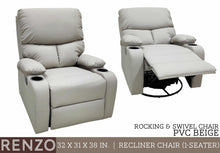 Load image into Gallery viewer, Renzo Rocking &amp; Swivel Single Recliner
