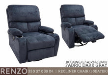 Load image into Gallery viewer, Renzo Rocking &amp; Swivel Single Recliner
