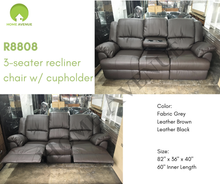 Load image into Gallery viewer, R8808 3-Seater Recliner w/ Cup Holder
