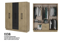 Load image into Gallery viewer, 1138 6 Doors Wardrobe Cabinet (Noce Black Matte)
