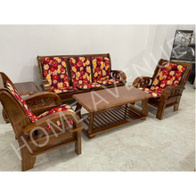 Load image into Gallery viewer, Walnut Flower Wooden Sofa Set with Center and Side
