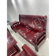 Load image into Gallery viewer, Mahogany Flower Wooden Sofa Set with Center and Side
