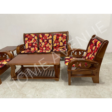 Load image into Gallery viewer, Walnut Flower Wooden Sofa Set with Center and Side
