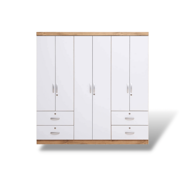 Kari 6-Door Wardrobe Cabinet (White)